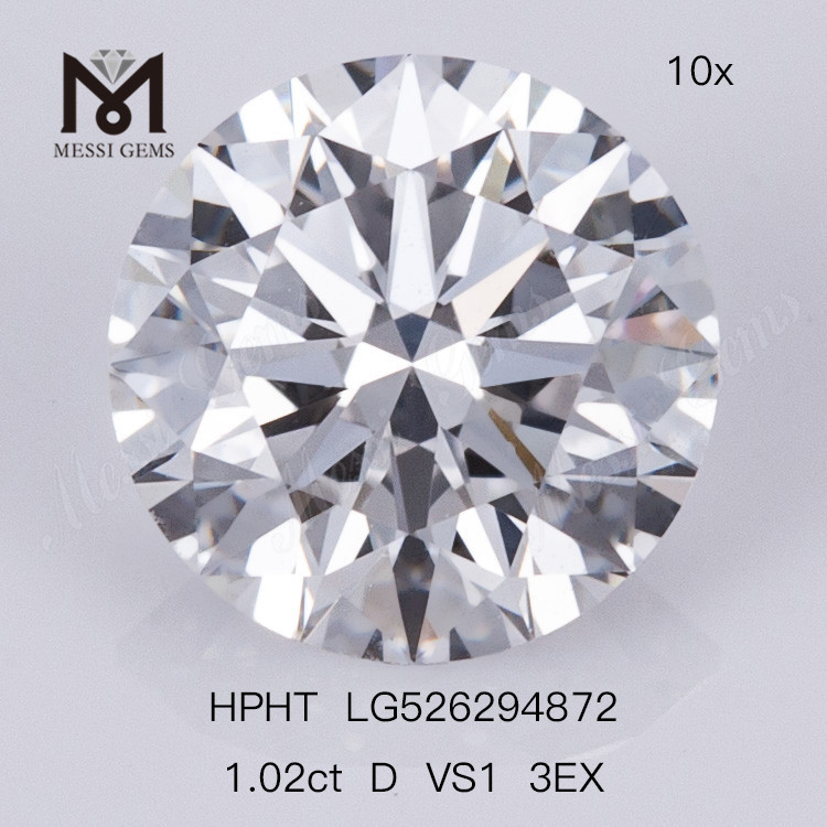 1.02ct HPHT Diamond D VS1 3EX Diamant synthétique Prix d'usine