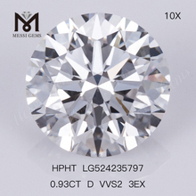 0.93ct D rond Pierre précieuse en vrac VVS2 Diamant synthétique 3EX