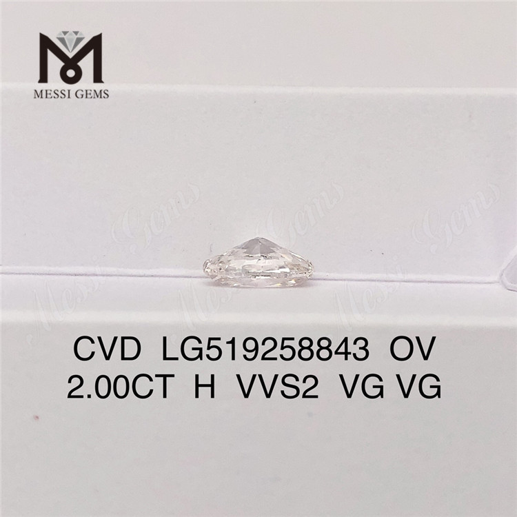 2.00ct Ovale H Couleur HPHT vvs Diamant Synthétique VG VG
