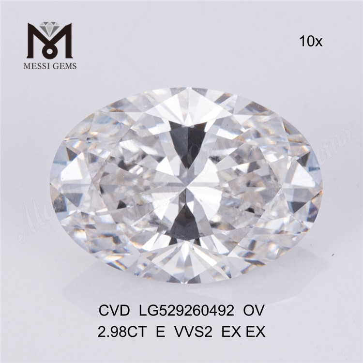 2.98ct E couleur cvd diamant ovale vvs diamants cultivés en laboratoire en vrac IGI