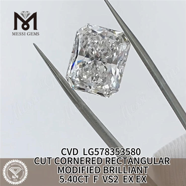 5.40CT F VS2 EX EX RECTANGULAIRE MODIFIÉ BRILLANT diamants de laboratoire de haute qualité CVD LG578353580