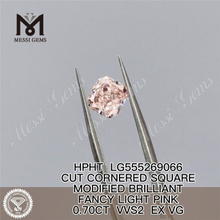 0.70CT HPHT SQUARE FANCY LIGHT PINK VVS2 EX VG diamant cultivé en laboratoire LG555269066 