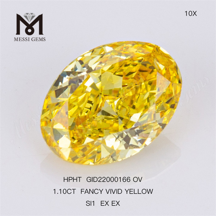 1.10CT FANCY VIVID SI1 EX EX OV laboratoire créé diamant jaune HPHT GID22000166