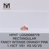 1.15CT RECTANGULAIRE FANTAISIE ROSE ORANGE INTENSE VS1 diamant de laboratoire HPHT LG529269779