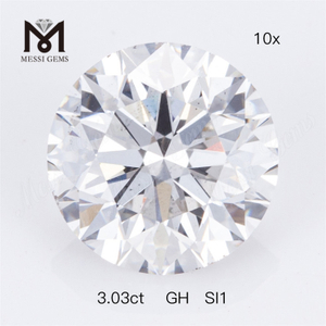 3.03ct GH SI1 Prix d'usine de diamant de laboratoire en vrac de forme ronde 