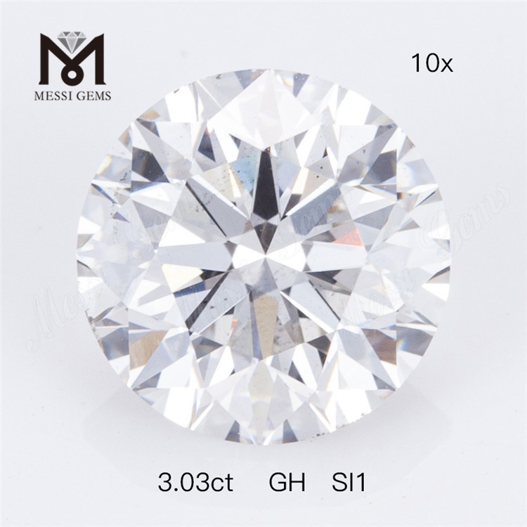 3.03ct GH SI1 Prix d'usine de diamant de laboratoire en vrac de forme ronde 