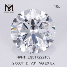 2.00CT D VS1 VG EX EX diamant cultivé en laboratoire HPHT Diamant de laboratoire rond 