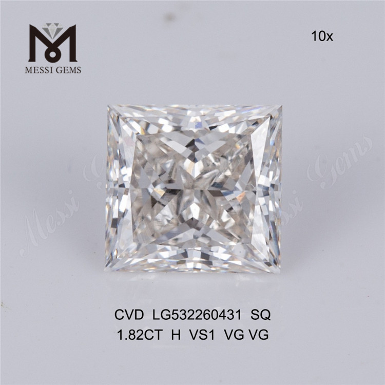 1,82 carat carré de diamants fabriqués par l'homme carré carré prix favtory de diamant de laboratoire en vrac
