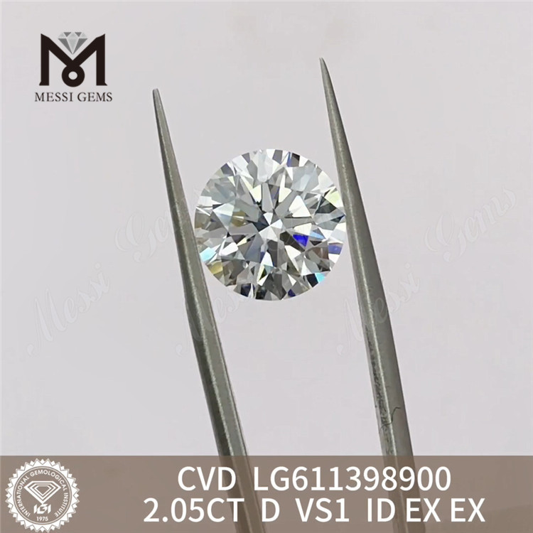Diamant fabriqué en laboratoire de 2 carats D VS1 ID Brilliance pour les designers 丨 Messigems CVD LG611398900
