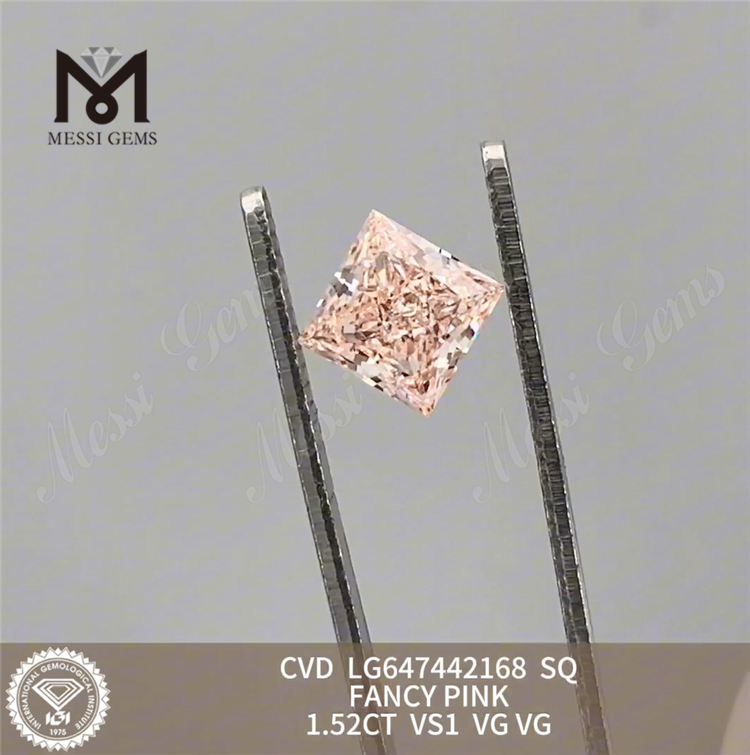 1.52CT SQ FANCY PINK VS1 CVD Diamant cultivé en vrac LG647442168 