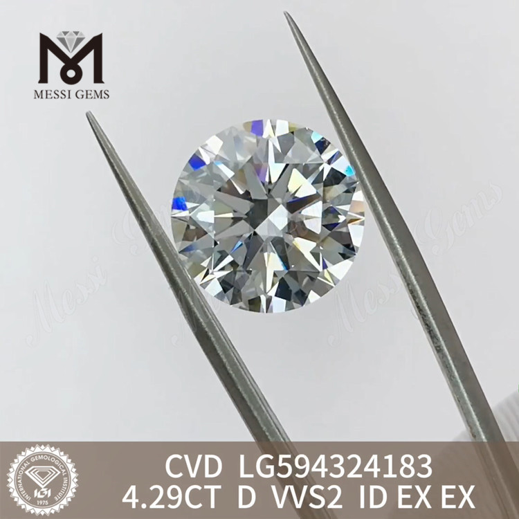 4.29CT D VVS2 ID EX EX 4ct diamants cvd à vendre LG594324183丨Messigems