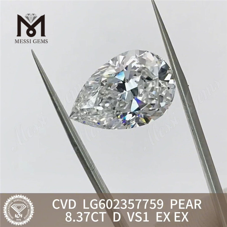 8.37CT D VS1 PEAR Diamant cvd cultivé en laboratoire de 8 carats Éthique et abordable LG602357759丨Messigems