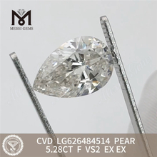 5.28CT F VS2 Poire Diamants certifiés IGI CVD LG626484514丨Messigems