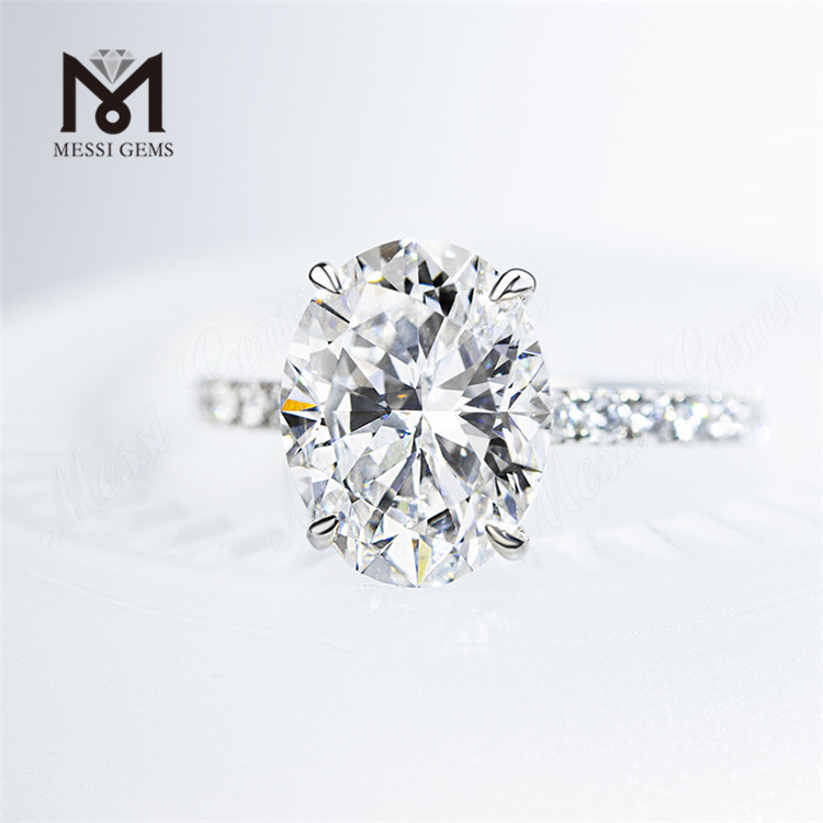 Bagues de fiançailles de luxe en diamant de 4 carats de taille ovale cultivées en laboratoire