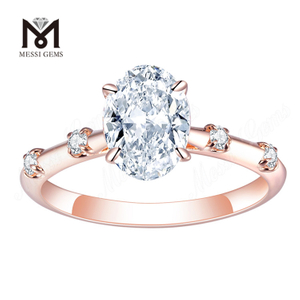 bague de mariage en or rose personnalisée bague ovale en diamant cultivé en laboratoire IGI