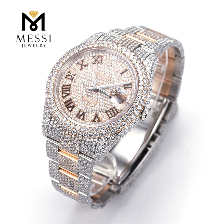 Montre glacée de luxe en moissanite avec diamants VVS Moissanite