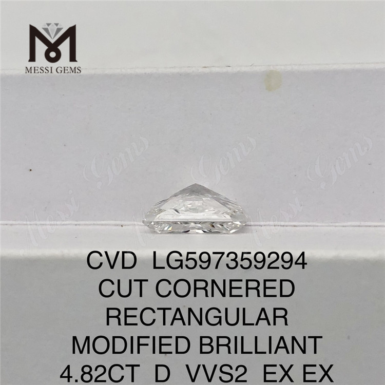 Diamant cultivé en laboratoire de 4,82 carats D VVS2 taille RECTANGULAIRE CVD LG597359294 丨Messigems