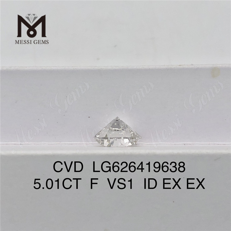 5.01CT F VS1 ID EX EX Diamants ronds cultivés en laboratoire CVD LG626419638丨Messigems