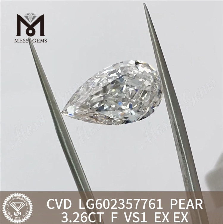 3.26CT PEAR F VS1 certification igi diamant CVD Assurance qualité 丨 Messigems LG602357761