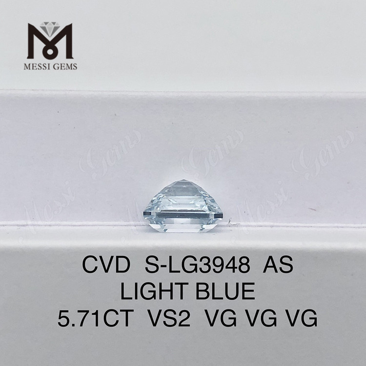 Diamants synthétiques 5.71CT VS2 AS LIGHT BLUE à vendre 丨Messigems CVD S-LG3948 