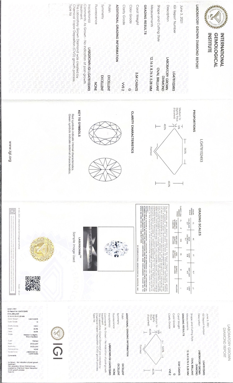 diamant cultivé en laboratoire certifié IGI