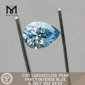 4.30CT PEAR meilleur diamant simulé VS2 FANCY INTENSE BLUE 丨 Messigems CVD LG614321256 