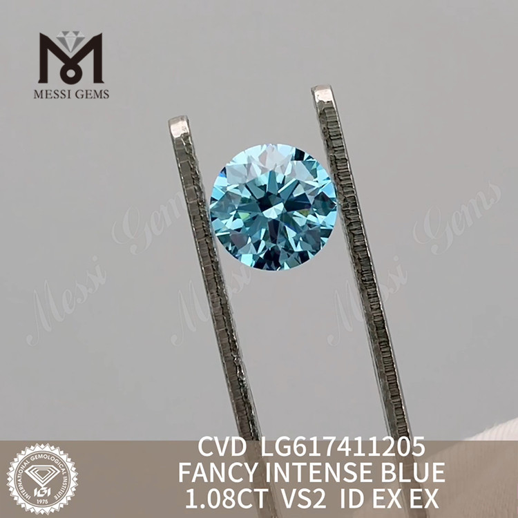 Le laboratoire 1.08CT VS2 FANCY INTENSE BLUE a créé des diamants colorés 丨 Messigems CVD LG617411205