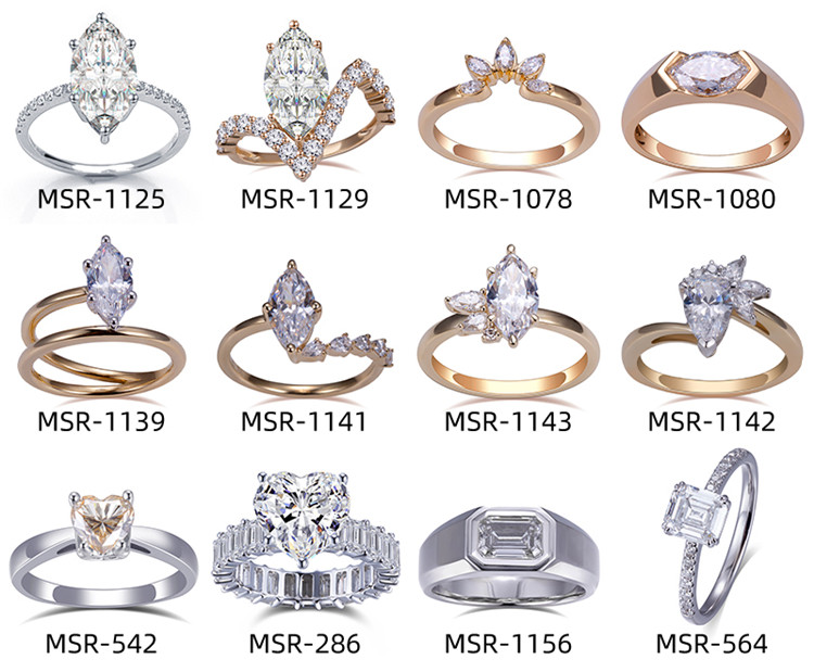 Bague marquise en diamant de laboratoire 5 pierres 14 carats en vente