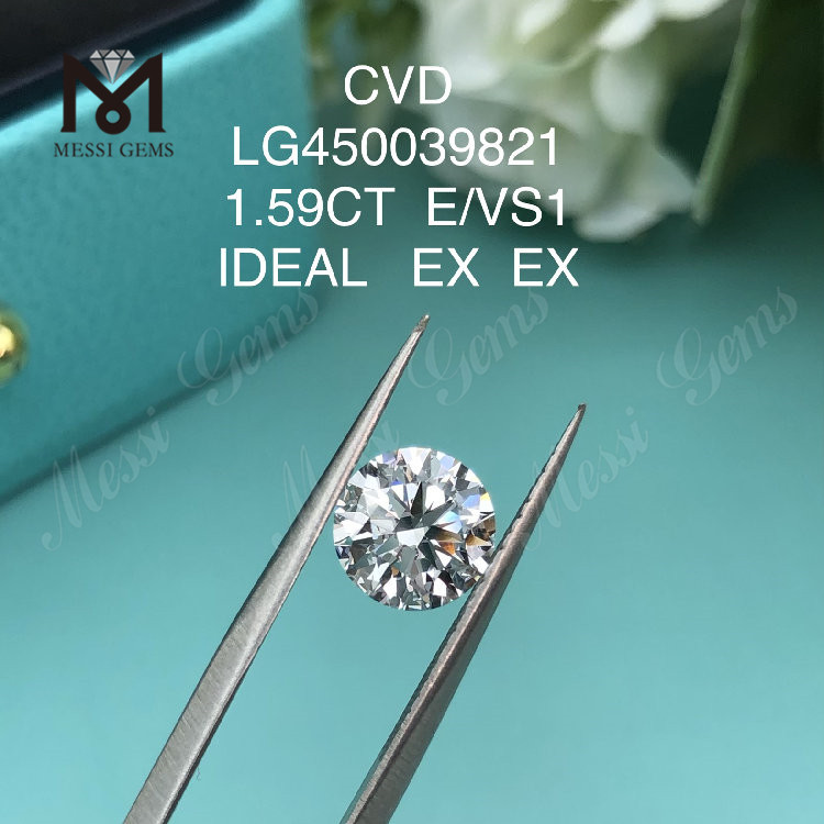 1,59 carat E VS1 Round IDEL CUT diamant créé en laboratoire CVD