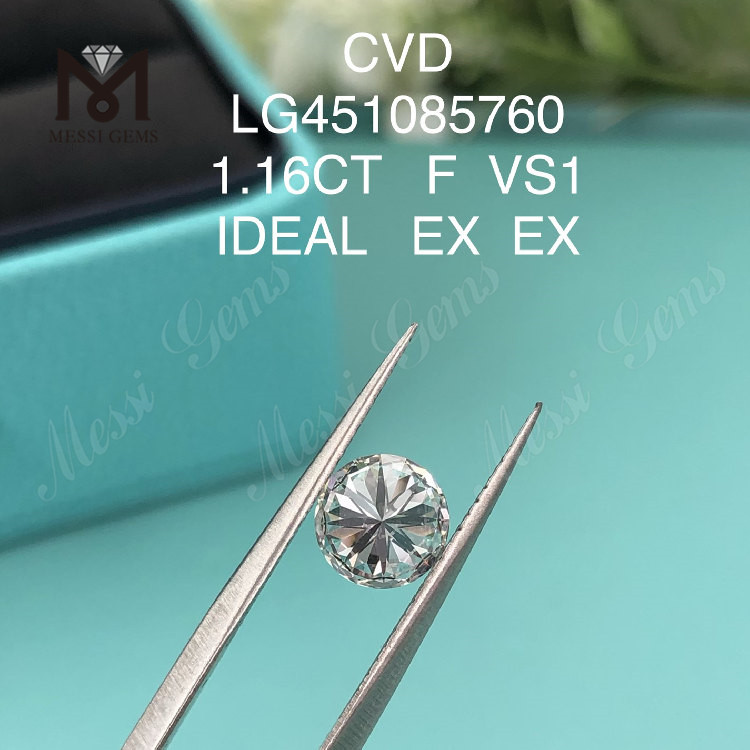 Diamants de laboratoire ronds CVD 1.16ct F VS1 IDEAL Cut