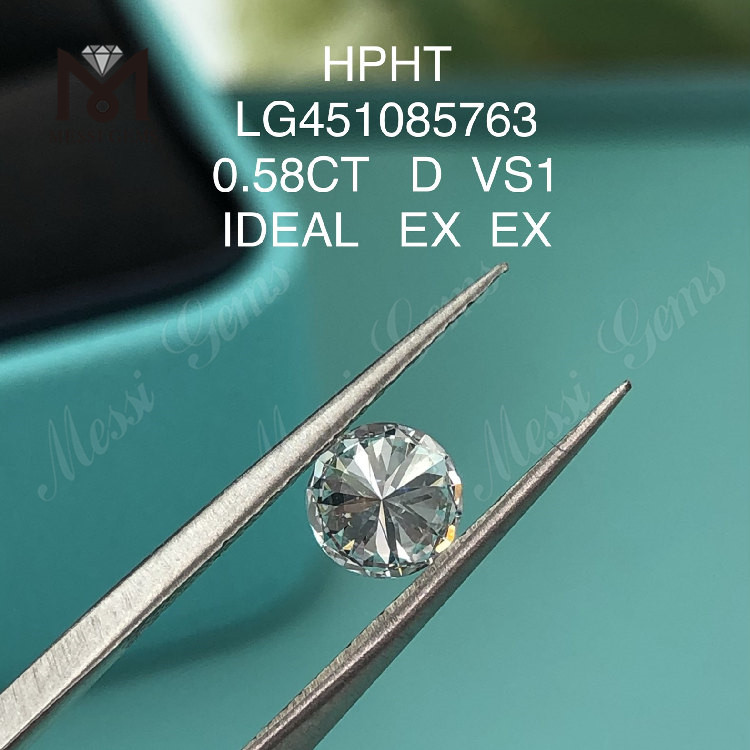 Diamants de laboratoire HPHT ROUND BRILLANT 0.58ct VS1 D IDEL Cut