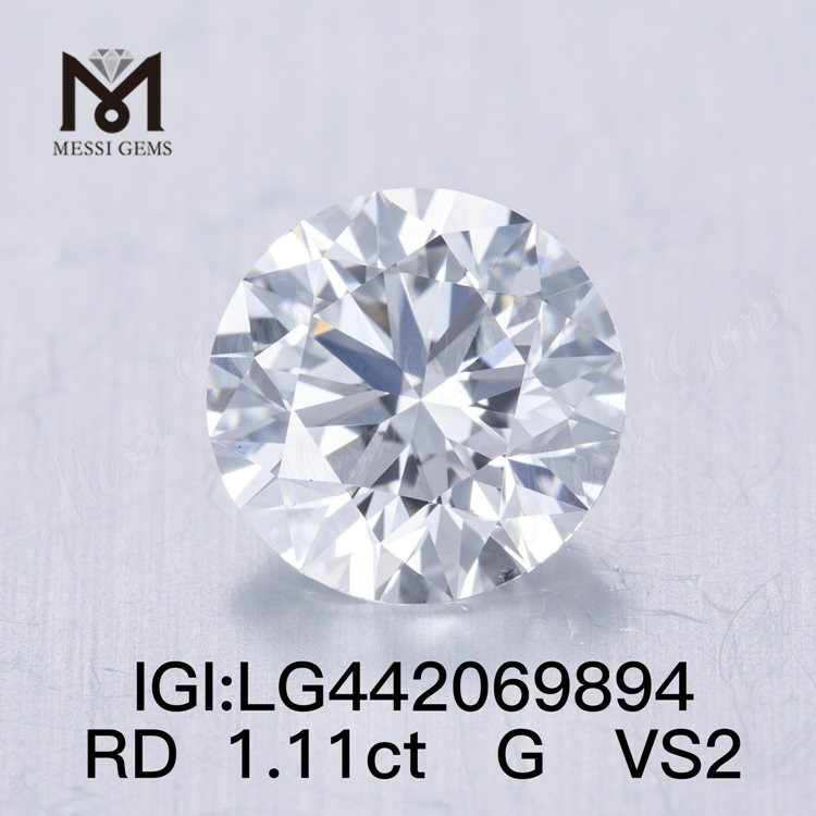 1.11 carat G VS2 Round BRILLIANT IDEAL 2EX diamant cultivé en laboratoire 1 carat
