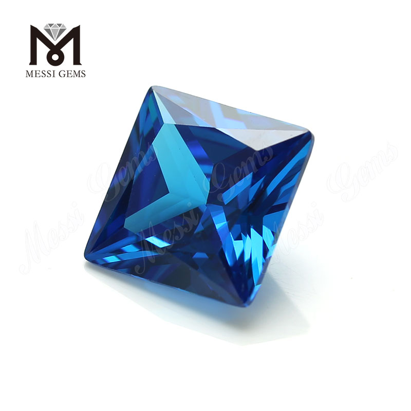 Forme carrée de haute qualité 12*12mm topaze bleue CZ prix de la pierre de zircone cubique