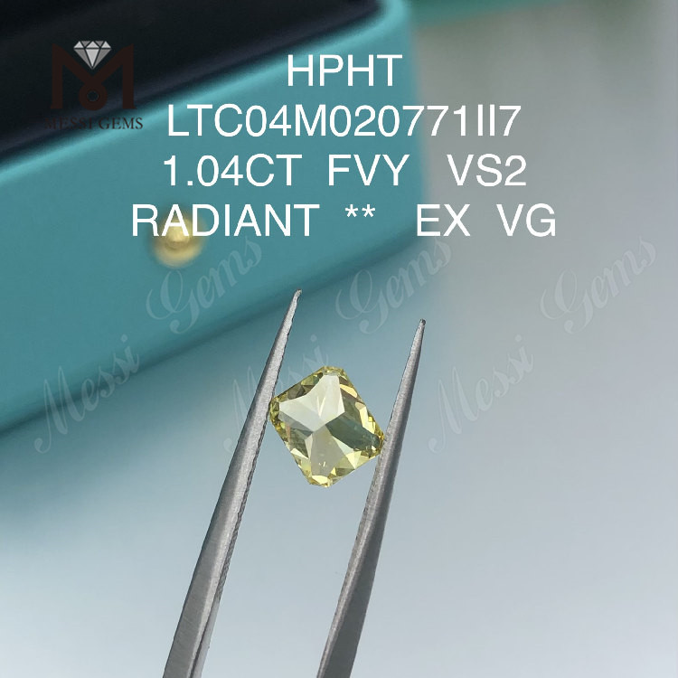 Diamants de laboratoire jaunes de 1,04 ct taille radiant VS2 