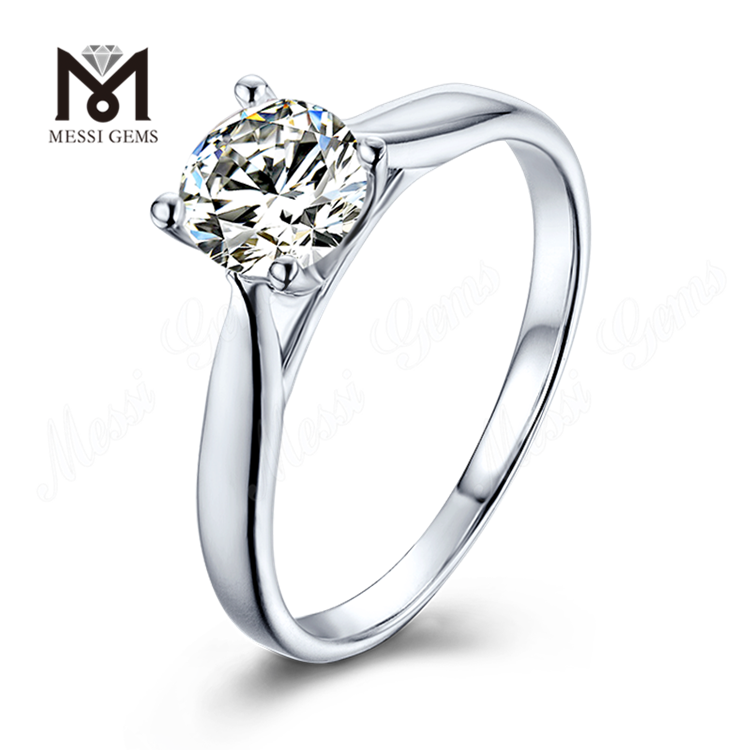 Messi Gems solitaire 1 carat diamant moissanite bague de fiançailles en argent sterling 925