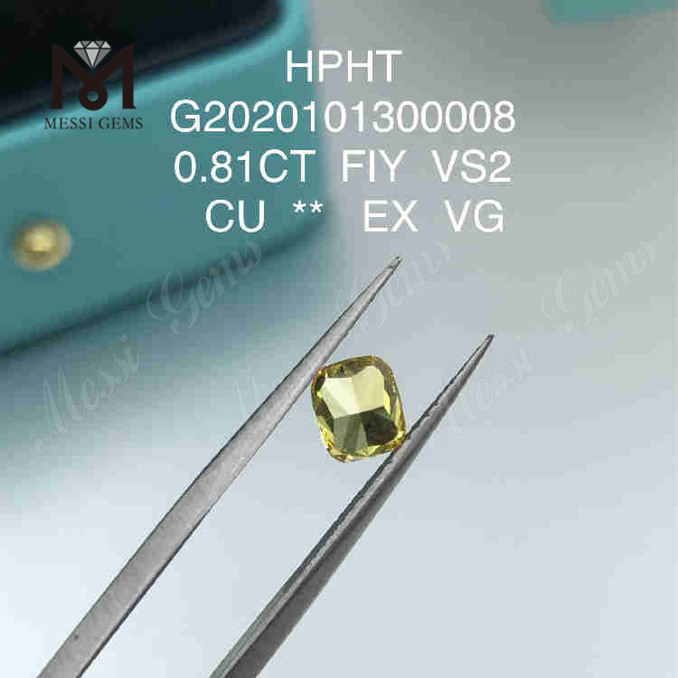 0,81 ct FiY diamants cultivés en laboratoire couleur taille coussin VS2