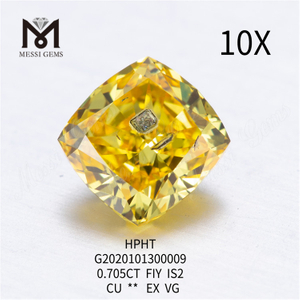 0.705ct FIY diamants créés par l'homme taille coussin SI2