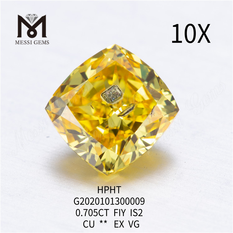 0.705ct FIY diamants créés par l'homme taille coussin SI2