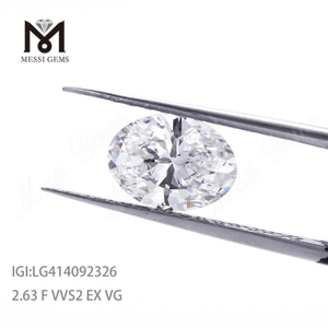 2.63ct VVS2 F EX diamant cultivé en laboratoire OVAL cvd diamants à vendre