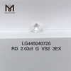 2,03 carats G VS2 EX Cut diamants ronds cultivés en laboratoire