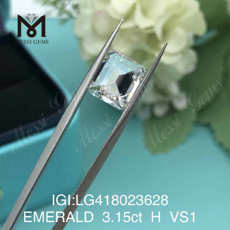 3.15CT H/VS1 diamant de laboratoire taille émeraude EX VG