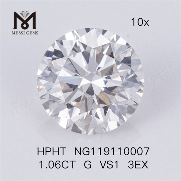 HPHT 1.06CT G VS1 3EX Pierre de diamant cultivée en laboratoire