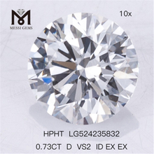 0.73CT D VS2 ID EX EX HPHT prix d'usine de diamant fabriqué par l'homme