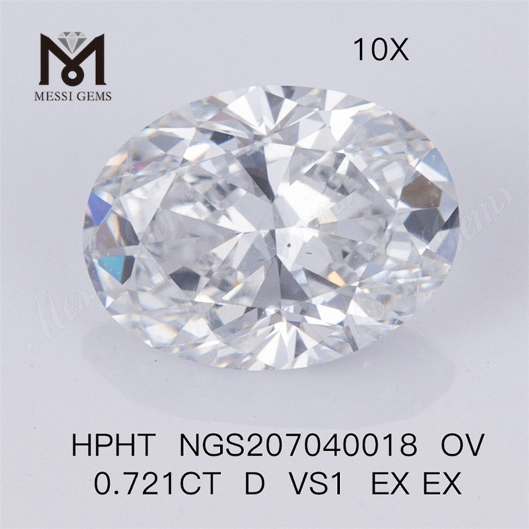 0.721CT OVALE COUPE HPHT D VS1 EX EX Lab Diamant pierre