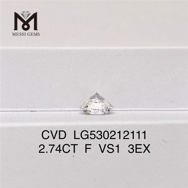 2.74CT F VS1 3EX forme ronde diamant synthétique cultivé en laboratoire prix d\'usine 
