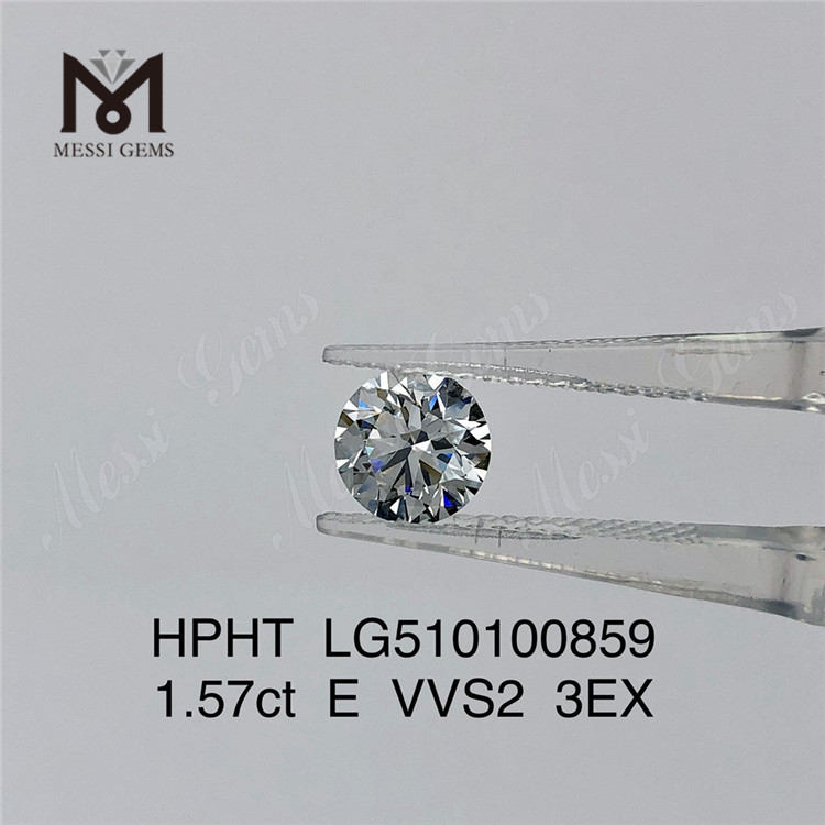 1.57ct E vvs diamant de laboratoire hpht rond 3EX diamant de laboratoire en vente