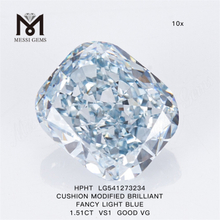 1.51CT COUSSIN FANTAISIE BLEU CLAIR VS1 BON diamant de laboratoire VG HPHT LG541273234
