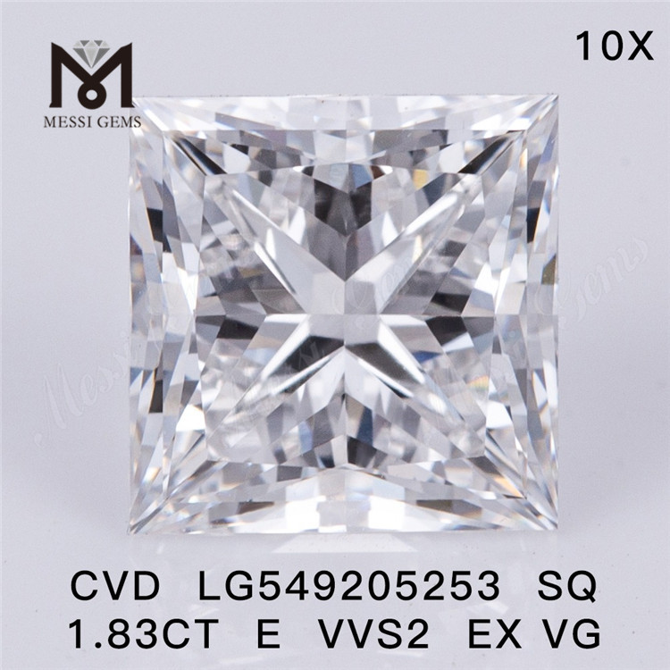 1.83ct SQ cut E VVS2 EX VG diamants manufacturés coût prix de gros en vente