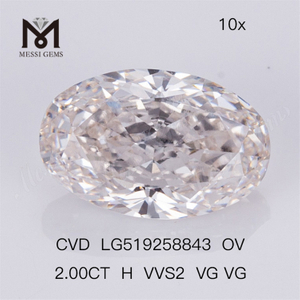 2.00ct Ovale H Couleur HPHT vvs Diamant Synthétique VG VG