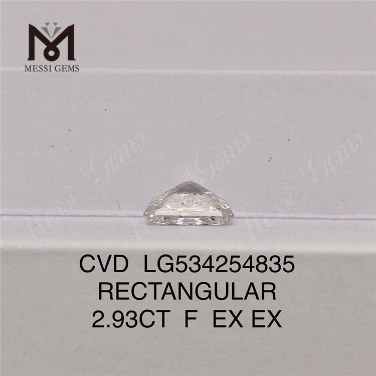 2.93CT RECTANGULAIRE Coupe diamant cvd F Lab Diamond IGI Certificate